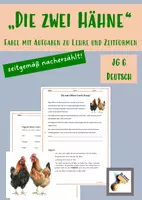 Vorschau - Arbeitsblätter - Fabel: "Die zwei Hähne" (Lehre, Präsens - Präteritum) differenziert durch Hilfeblatt - Deckblatt