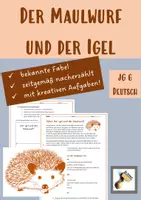 Vorschau - Arbeitsblätter - Fabel: "Der Igel und der Maulwurf" (kreative Aufgaben: Szenisches Spiel, innerer Monolog, umschreiben, Comic) differenziert, Klasse 5-6 - Deckblatt