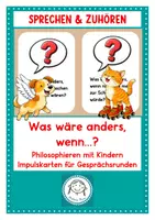 Vorschau - Stundenentwürfe - 50 philosophische „Was wäre anders, wenn…?" -Fragekarten für Gesprächsrunden in der Grundschule optional für die Sekundarstufe - Deckblatt