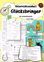 Vorschau - Unterrichtsreihen - Unterrichtseinheit Glücksbringer Ethik Klasse 3/4 mit Lernzielkontrolle Glück Silvester Neujahr Winter - Deckblatt