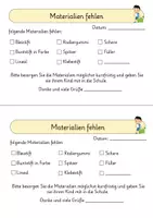 Vorschau - Anderer Materialtyp - Elternnachricht: Materialien fehlen - Deckblatt