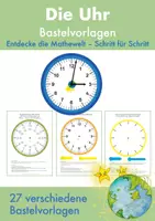Vorschau - Mal- und Bastelvorlagen - Die Uhr – Uhr lesen lernen: Bastelvorlagen Uhr - Deckblatt