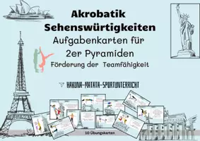 Vorschau - Stationenlernen - Akrobatik Zweierpyramiden - Sehenwürdigkeiten - Deckblatt