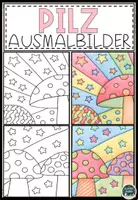 Vorschau - Mal- und Bastelvorlagen - Pilzabenteuer im Pop-Art-Stil – Ausmalbuch - Deckblatt