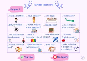 Vorschau - Arbeitsblätter - Partner interview- questions in the simple present and simple past - MsJune - Seite 1