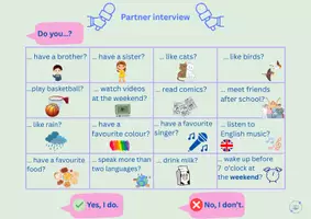 Vorschau - Arbeitsblätter - Partner interview- questions in the simple present and simple past - MsJune - Seite 2