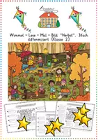 Vorschau - Arbeitsblätter - Wimmelbild Herbst: Lese-Mal-Blatt (3-fach diff.) - Deutsch - Kl. 2 - Deckblatt