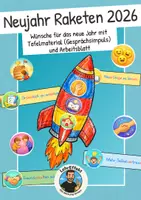 Vorschau - Mal- und Bastelvorlagen - Wunschraketen - Neujahr Rakete zum gestalten (Tafelmaterial und Arbeitsblatt) - Deckblatt