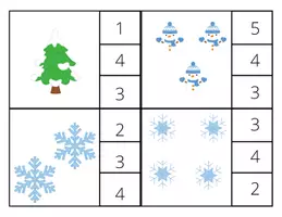 Aperçu - Cartes / Images - Cartes à Pinces d’Hiver 1–10| Activité Mathématique - Page 1