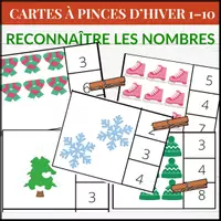 Aperçu - Cartes / Images - Cartes à Pinces d’Hiver 1–10| Activité Mathématique - Page de couverture