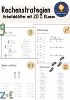Vorschau - Arbeitsblätter - Rechenstrategien Addieren und Subtrahieren mit ZÜ 2. Klasse Arbeitsblätter - Deckblatt