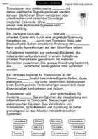 Vorschau - Arbeitsblätter - Transistoren & Schaltkreise | Lückentext | Physik | Elektrizitätslehre - Seite 1