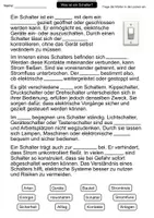 Vorschau - Arbeitsblätter - Was ist ein Schalter? | Lückentext | Physik | Elektrizitätslehre - Seite 1