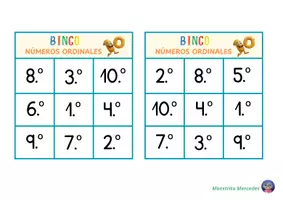 Vista previa - Juegos / Gamificación - BINGO NÚMEROS ORDINALES - página 3
