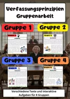 Vorschau - Arbeitsblätter - Verfassungsprinzipien Gruppenarbeiten: Demokratie, Rechtsstaat, Sozialstaat, Föderalismus - Deckblatt