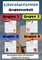 Vorschau - Arbeitsblätter - Literaturformen Gruppenarbeit: Lyrik, Epik, Dramatik & Essay - Deckblatt