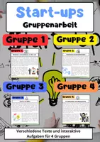 Vorschau - Arbeitsblätter - Start-ups Gruppenarbeit: Gründung, Finanzierung & Chancen - Deckblatt