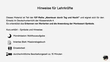 Vorschau - Fördermaterial/Inklusion - Mission Sprachreise: Lupentext (Wortarten) zu Tag & Nacht - Seite 1