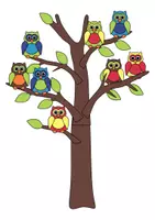 Vorschau - Mal- und Bastelvorlagen - Eulen Baum Bastelvorlage in zwei Größen - Kunst in der Grundschule - Deckblatt