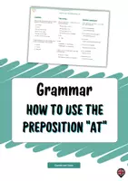 Aperçu - Feuilles d'exercices - English - How to use the preposition “AT” - Page de couverture