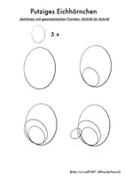 Vorschau - Arbeitsblätter - Putziges Eichhörnchen - Zeichnen mit geometrischen Formen - Seite 1