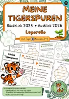 Vorschau - Anderer Materialtyp - Meine Tigerspuren - Rückblick 2025 & Ausblick 2026 - Freebie - wertschätzendes Leporello zu Neujahr | Klassen 2-4 - Deckblatt