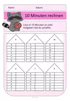 Vorschau - Arbeitsblätter - 10 Minuten rechnen Rechenhäuser ZR20 - Seite 1