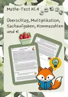 Vorschau - Arbeitsblätter - Lernzielkontrolle Mathe - Überschlag, Multiplikation, Sachaufgabe und € - Deckblatt