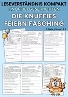 Vorschau - Arbeitsblätter - Die Knuffies feiern Fasching - Knuffies Geschichten | Leseverständnis Klasse 1 + 2 - Deckblatt