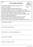 Vorschau - Arbeitsblätter - Die Knuffies feiern Fasching - Knuffies Geschichten | Leseverständnis Klasse 1 + 2 - Seite 1