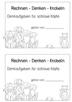 Vorschau - Arbeitsblätter - Denkaufgaben mit Hund und Katz Knobelheft im Zahlenraum bis 100 - Seite 1
