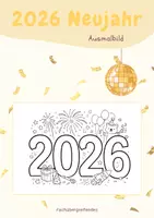 Vorschau - Arbeitsblätter - Willkommen 2026! Ausmalbild zur Jahreszahl - Deckblatt