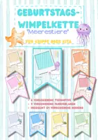 Vorschau - Mal- und Bastelvorlagen - Geburtstags - Wimpelkette "Meerestiere" für Krippe & Kita - Deckblatt