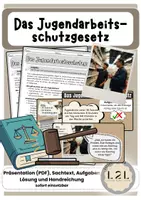 Vorschau - Arbeitsblätter - Das Jugendarbeitsschutzgesetz - Präsentation, Sachtext, Aufgaben, Lösungen (PDF) - Sofort einsetzbar - Deckblatt