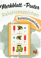 Vorschau - Merkblätter - Größer, kleiner, gleich I Merkblatt Relationszeichen mit Krokodilo Würfelino - Deckblatt