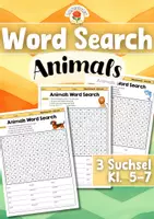 Vorschau - Arbeitsblätter - Word Search | Englisch Suchsel - Animals - Deckblatt