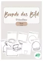 Vorschau - Arbeitsblätter - Beende das Bild - schnelle Kunstidee - Vertretungsstunde - Deckblatt