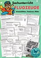 Vorschau - Arbeitsblätter - Flugzeuge und der Traum vom Fliegen, Geschichte und Technik im Sachunterricht Arbeitsblätter, Stationen, - Deckblatt