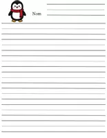 Aperçu - Matériel pour travaux manuels / dessin - 30 Feuilles d’Écriture Lignées – Thème Hiver Pingouin - Page 1