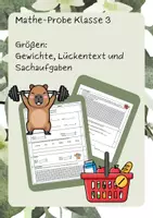 Vorschau - Arbeitsblätter - Matheprobe zum Thema "Gewichte" (Klasse 3/4) - Kilogramm, Gramm, Lückentext, Sachaufgabe - Deckblatt