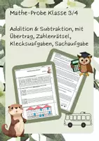Vorschau - Arbeitsblätter - Matheprobe - Addition & Subtraktion, mit Übertrag, Klecksaufgaben, Sachaufgabe (Kl. 3/4) - Deckblatt