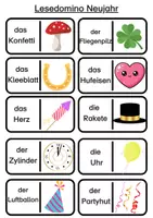 Vorschau - Spiele - Neujahr 2026 Grundschule BUNDLE Rechenmalblätter ZR10 + Lesedomino Klasse 1 und 2 differenziert - Seite 1