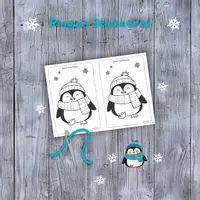 Vorschau - Mal- und Bastelvorlagen - 🐧🧵 Kunst Pinguin Stickbild Stickvorlage Winter - Deckblatt
