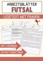 Vorschau - Arbeitsblätter - Futsal Sport Lesetext mit Richtig Falsch Multiple Choice und Offenen Fragen - Deckblatt