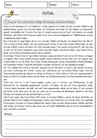 Vorschau - Arbeitsblätter - Futsal Sport Lesetext mit Richtig Falsch Multiple Choice und Offenen Fragen - Seite 1