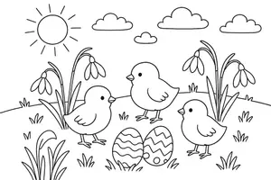 Vorschau - Mal- und Bastelvorlagen - Ausmalbilder Frühling / Ostern - Seite 1