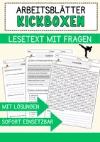 Vorschau - Arbeitsblätter - Kickboxen Sport Lesetext mit Richtig Falsch Multiple Choice und Offenen Fragen - Deckblatt