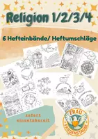 Vorschau - Mal- und Bastelvorlagen - Deckblatt Religion Hefteinband - 6 Heftumschläge zum gestalten| Klasse 1-4 - Deckblatt
