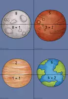 Vorschau - Spiele - Additionsaufgaben ZR10 Paare finden Weltall - Seite 1