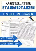 Vorschau - Arbeitsblätter - Standardtanzen Sport Lesetext mit Richtig Falsch Multiple Choice und Offenen Fragen - Deckblatt